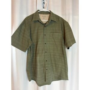 Austin Clothing Co Mens XL Olive Green Textured Plaid Cotton Shirt MC0035
